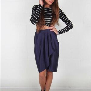 Honey punch navy blue wrap skirt